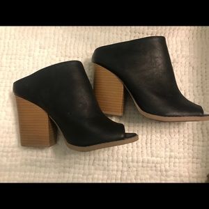 Black Platform Mules